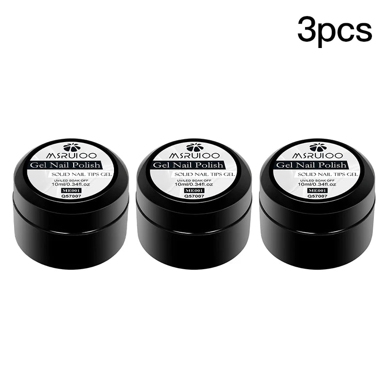 MSRUIOO 10ml Gel Sólido Transparente para Tips de Unhas de Longa Duração Sem Bolhas Gel de Construção UV/LED para Unhas Manicure de Salão Doméstico Design DIY
