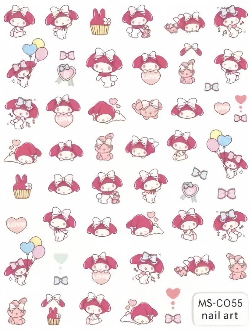 Miniso Adesivos de Unha Duas Dimensões 2D Anime Personagem Adesivo Decoração de Unhas Desenho Animado Hello Kitty Adesivos de Brinquedo Para Unhas