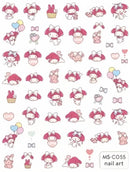 Miniso Adesivos de Unha Duas Dimensões 2D Anime Personagem Adesivo Decoração de Unhas Desenho Animado Hello Kitty Adesivos de Brinquedo Para Unhas