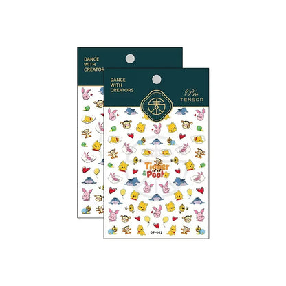 adesivo de unha 5D em relevo, novo desenho animado da Disney, Ursinho Pooh, adesivo de pressão para unhas, adesivo de anime