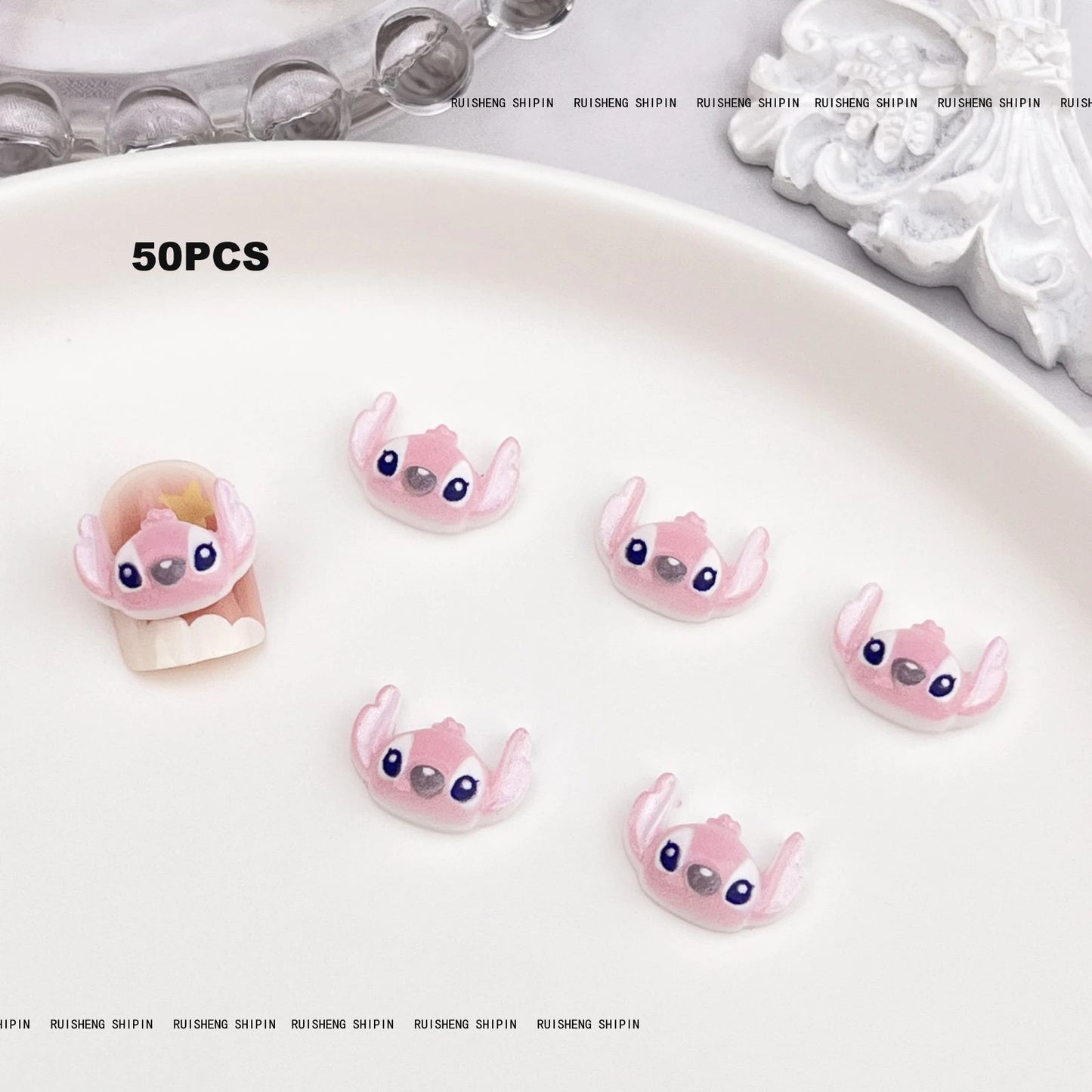 Kit com 50 Peças — Charms de Resina para Unhas Stitch, Zootopia, Sullivan, Chip & Dale | Decoração Kawaii para Manicure