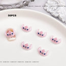 Kit com 50 Peças — Charms de Resina para Unhas Stitch, Zootopia, Sullivan, Chip & Dale | Decoração Kawaii para Manicure