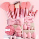 Conjunto de maquiagem de 33 peças, kit de beleza com esponjas de beleza grandes e pequenas para aplicação e remoção de maquiagem impecável, conjunto completo.