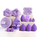 Conjunto de maquiagem de 33 peças, kit de beleza com esponjas de beleza grandes e pequenas para aplicação e remoção de maquiagem impecável, conjunto completo.