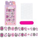 24 Pçs/caixa Unhas infantis para meninas, padrão de desenho animado, unhas postiças fofas para crianças, pontas de unhas falsas kawaii acrílicas artificiais de pressão na unha + ferramenta