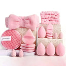 Conjunto de maquiagem de 33 peças, kit de beleza com esponjas de beleza grandes e pequenas para aplicação e remoção de maquiagem impecável, conjunto completo.