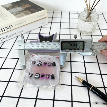 Unhas Postiças Infantis Sanrio, Desenho Animado Fofo Kuromi Hello Kitty, Unhas Falsas para Bebês, Presente para Meninas, Brinquedos, Pontas de Unha para Meninas