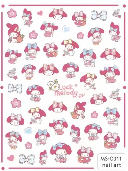 Miniso Adesivos de Unha Duas Dimensões 2D Anime Personagem Adesivo Decoração de Unhas Desenho Animado Hello Kitty Adesivos de Brinquedo Para Unhas