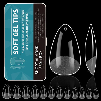 550Pcs Unhas Postiças Mulher Meninas Médio Curto Amêndoa Caixão Cobertura Completa Matte Extensão de Unhas Dicas Acrílico Meia Cobertura unhas postiças