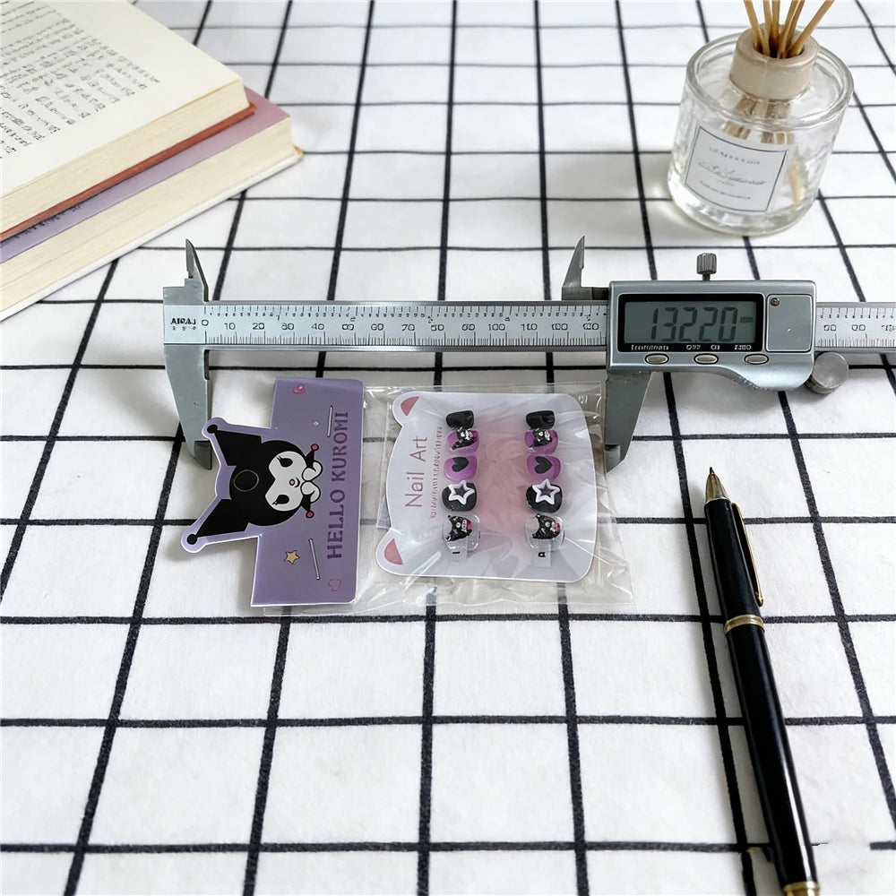 Unhas Postiças Infantis Sanrio, Desenho Animado Fofo Kuromi Hello Kitty, Unhas Falsas para Bebês, Presente para Meninas, Brinquedos, Pontas de Unha para Meninas