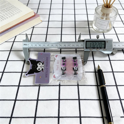 Unhas Postiças Infantis Sanrio, Desenho Animado Fofo Kuromi Hello Kitty, Unhas Falsas para Bebês, Presente para Meninas, Brinquedos, Pontas de Unha para Meninas