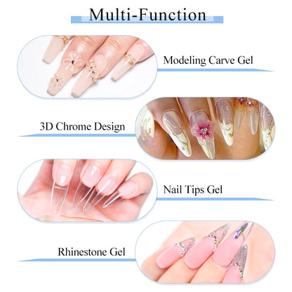 MSRUIOO 10ml Gel Sólido Transparente para Tips de Unhas de Longa Duração Sem Bolhas Gel de Construção UV/LED para Unhas Manicure de Salão Doméstico Design DIY