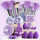 Conjunto de maquiagem de 33 peças, kit de beleza com esponjas de beleza grandes e pequenas para aplicação e remoção de maquiagem impecável, conjunto completo.