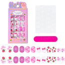 24 Pçs/caixa Unhas infantis para meninas, padrão de desenho animado, unhas postiças fofas para crianças, pontas de unhas falsas kawaii acrílicas artificiais de pressão na unha + ferramenta