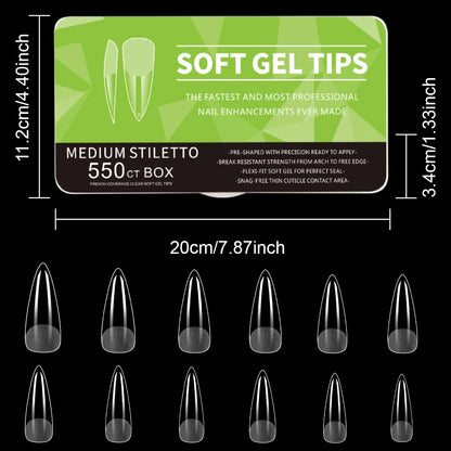 550Pcs Unhas Postiças Mulher Meninas Médio Curto Amêndoa Caixão Cobertura Completa Matte Extensão de Unhas Dicas Acrílico Meia Cobertura unhas postiças