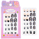 24 Pçs/caixa Unhas infantis para meninas, padrão de desenho animado, unhas postiças fofas para crianças, pontas de unhas falsas kawaii acrílicas artificiais de pressão na unha + ferramenta