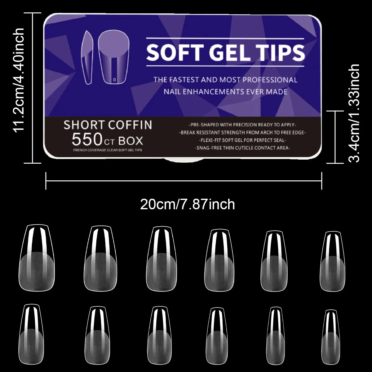 550Pcs Unhas Postiças Mulher Meninas Médio Curto Amêndoa Caixão Cobertura Completa Matte Extensão de Unhas Dicas Acrílico Meia Cobertura unhas postiças