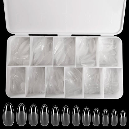 550Pcs Unhas Postiças Mulher Meninas Médio Curto Amêndoa Caixão Cobertura Completa Matte Extensão de Unhas Dicas Acrílico Meia Cobertura unhas postiças