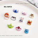Kit com 50 Peças — Charms de Resina para Unhas Stitch, Zootopia, Sullivan, Chip & Dale | Decoração Kawaii para Manicure