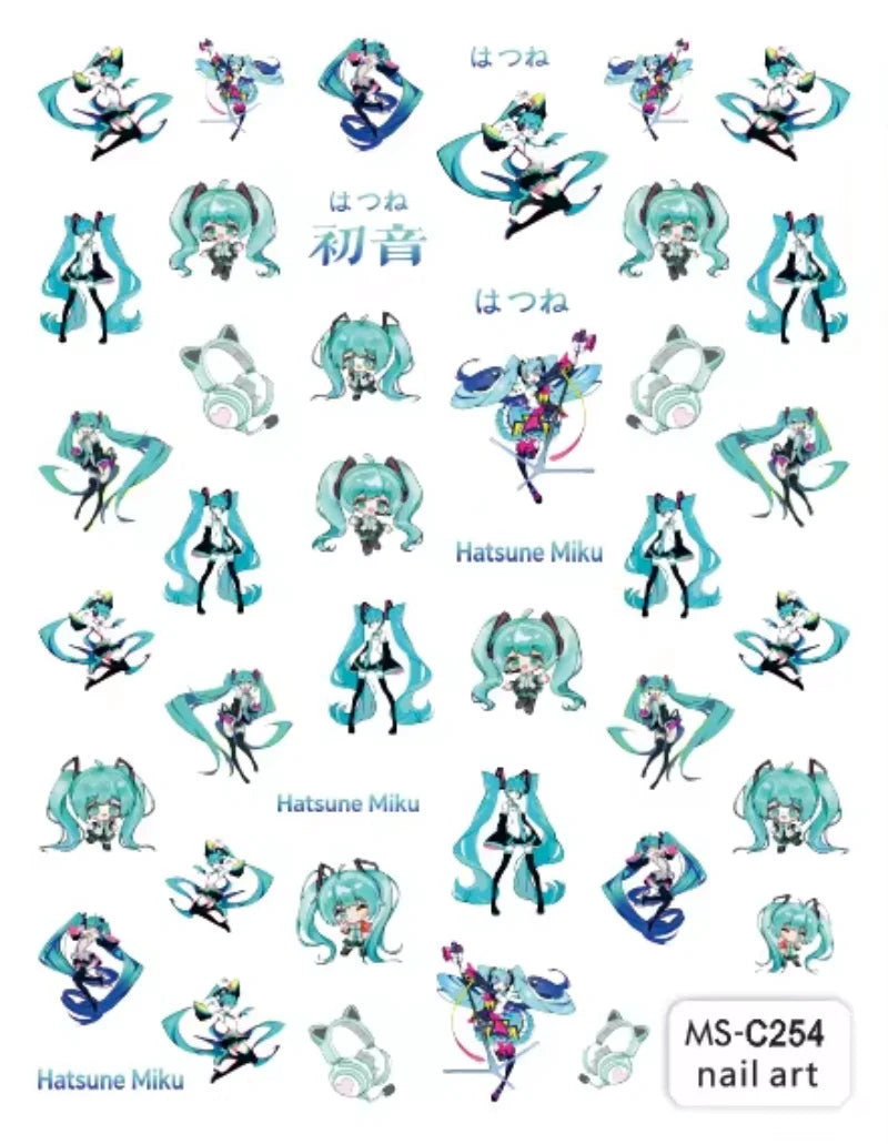 Miniso Adesivos de Unha Duas Dimensões 2D Anime Personagem Adesivo Decoração de Unhas Desenho Animado Hello Kitty Adesivos de Brinquedo Para Unhas