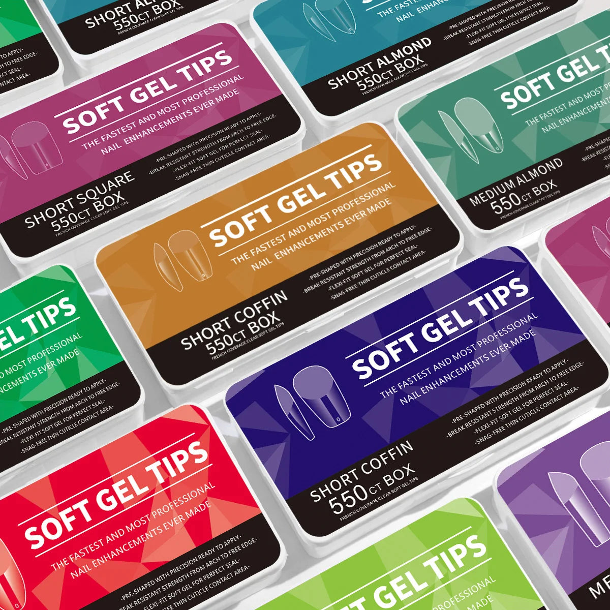 550Pcs Unhas Postiças Mulher Meninas Médio Curto Amêndoa Caixão Cobertura Completa Matte Extensão de Unhas Dicas Acrílico Meia Cobertura unhas postiças