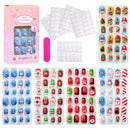 120 Unhas Postiças Infantis, Unhas de Acrílico com Desenhos Animados para Crianças, Unhas Curtas Kawaii para Meninas com Cobertura Total, Unhas Falsas com Cola de Gel