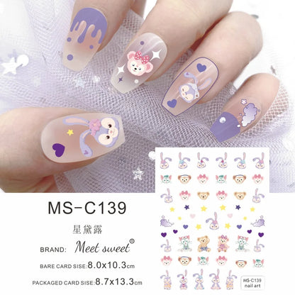 Adesivos de Unha 3D do Ursinho Pooh Desenho Animado Materiais de Arte de Unha da Disney Stitch Princesa da Disney Adesivos de Anime Para Unhas Postiças