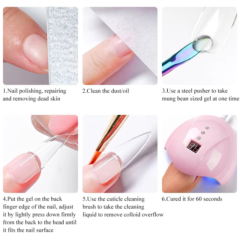 MSRUIOO 10ml Gel Sólido Transparente para Tips de Unhas de Longa Duração Sem Bolhas Gel de Construção UV/LED para Unhas Manicure de Salão Doméstico Design DIY