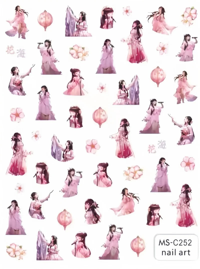 Miniso Adesivos de Unha Duas Dimensões 2D Anime Personagem Adesivo Decoração de Unhas Desenho Animado Hello Kitty Adesivos de Brinquedo Para Unhas