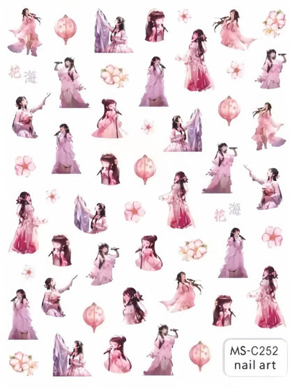 Miniso Adesivos de Unha Duas Dimensões 2D Anime Personagem Adesivo Decoração de Unhas Desenho Animado Hello Kitty Adesivos de Brinquedo Para Unhas