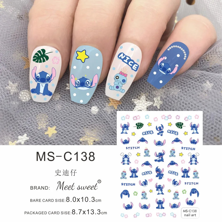 Adesivos de Unha 3D do Ursinho Pooh Desenho Animado Materiais de Arte de Unha da Disney Stitch Princesa da Disney Adesivos de Anime Para Unhas Postiças