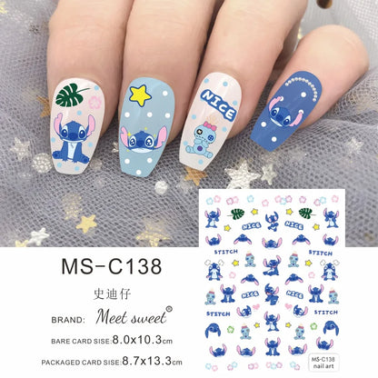 Adesivos de Unha 3D do Ursinho Pooh Desenho Animado Materiais de Arte de Unha da Disney Stitch Princesa da Disney Adesivos de Anime Para Unhas Postiças