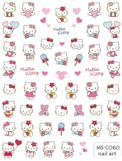 Miniso Adesivos de Unha Duas Dimensões 2D Anime Personagem Adesivo Decoração de Unhas Desenho Animado Hello Kitty Adesivos de Brinquedo Para Unhas