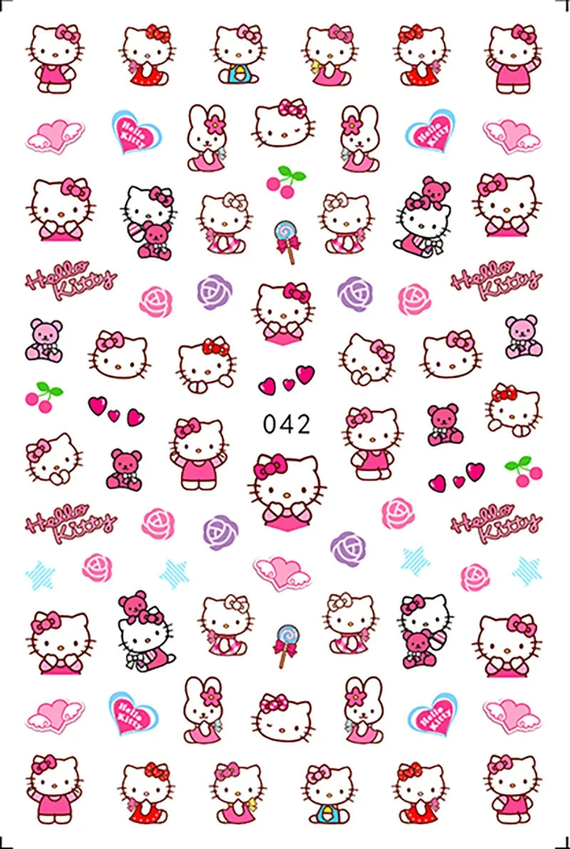 Miniso Adesivos de Unha Duas Dimensões 2D Anime Personagem Adesivo Decoração de Unhas Desenho Animado Hello Kitty Adesivos de Brinquedo Para Unhas