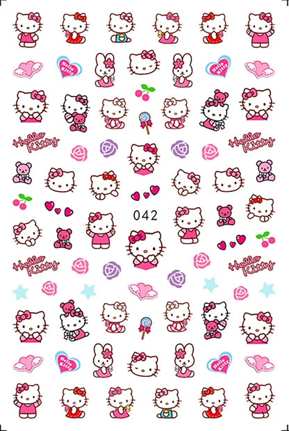 Miniso Adesivos de Unha Duas Dimensões 2D Anime Personagem Adesivo Decoração de Unhas Desenho Animado Hello Kitty Adesivos de Brinquedo Para Unhas
