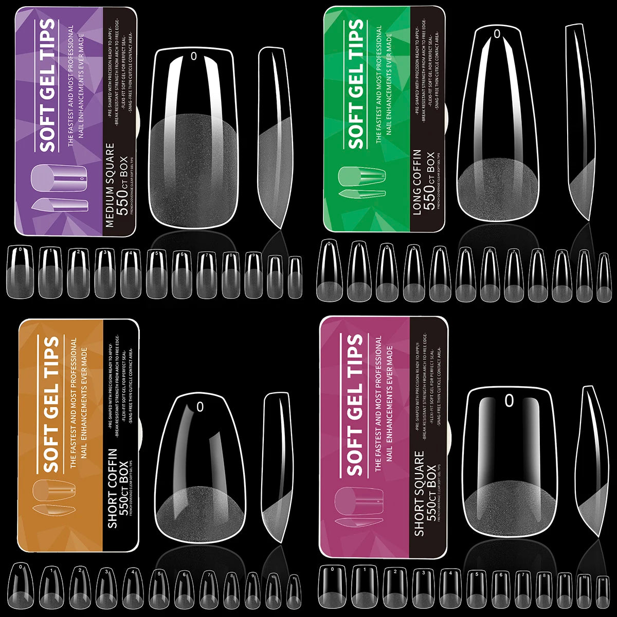 550Pcs Unhas Postiças Mulher Meninas Médio Curto Amêndoa Caixão Cobertura Completa Matte Extensão de Unhas Dicas Acrílico Meia Cobertura unhas postiças