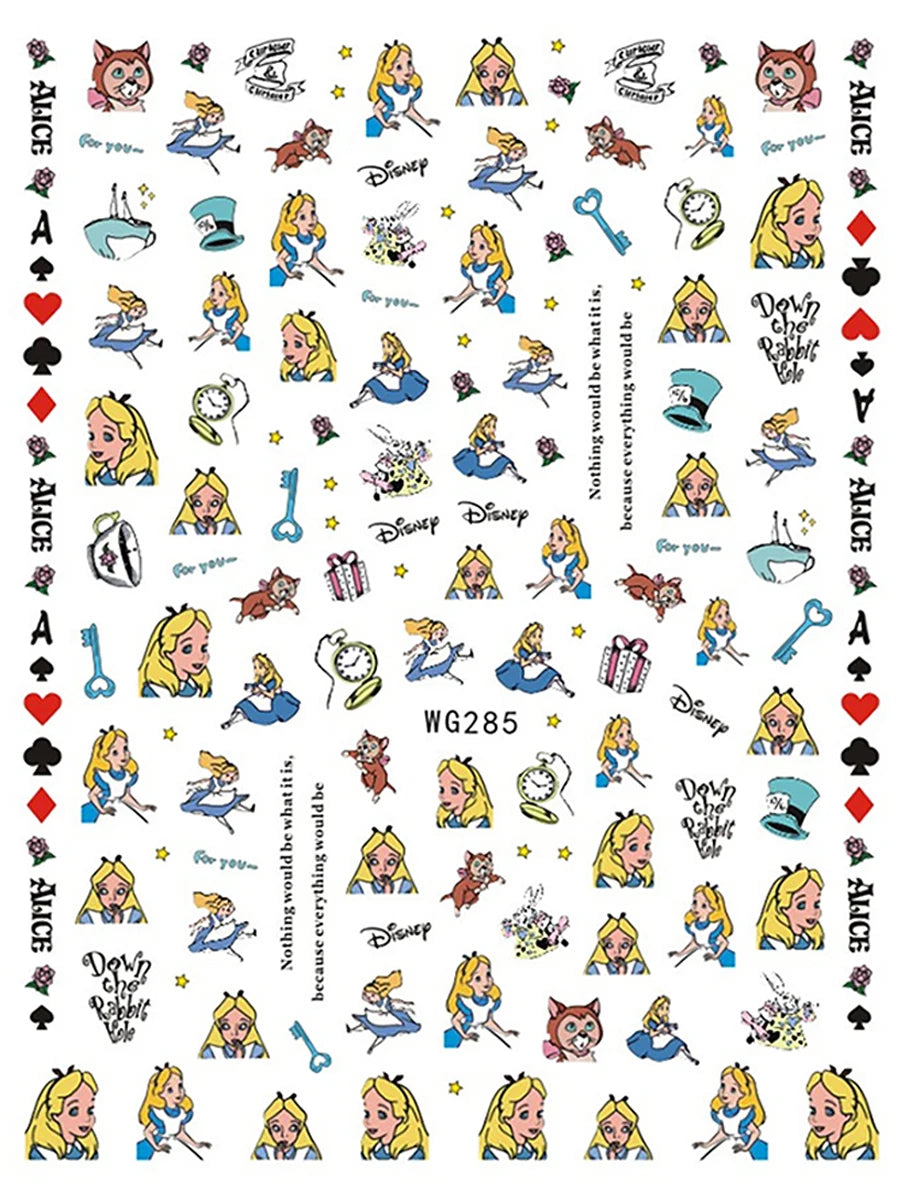 Adesivos de Unha 3D do Ursinho Pooh Desenho Animado Materiais de Arte de Unha da Disney Stitch Princesa da Disney Adesivos de Anime Para Unhas Postiças